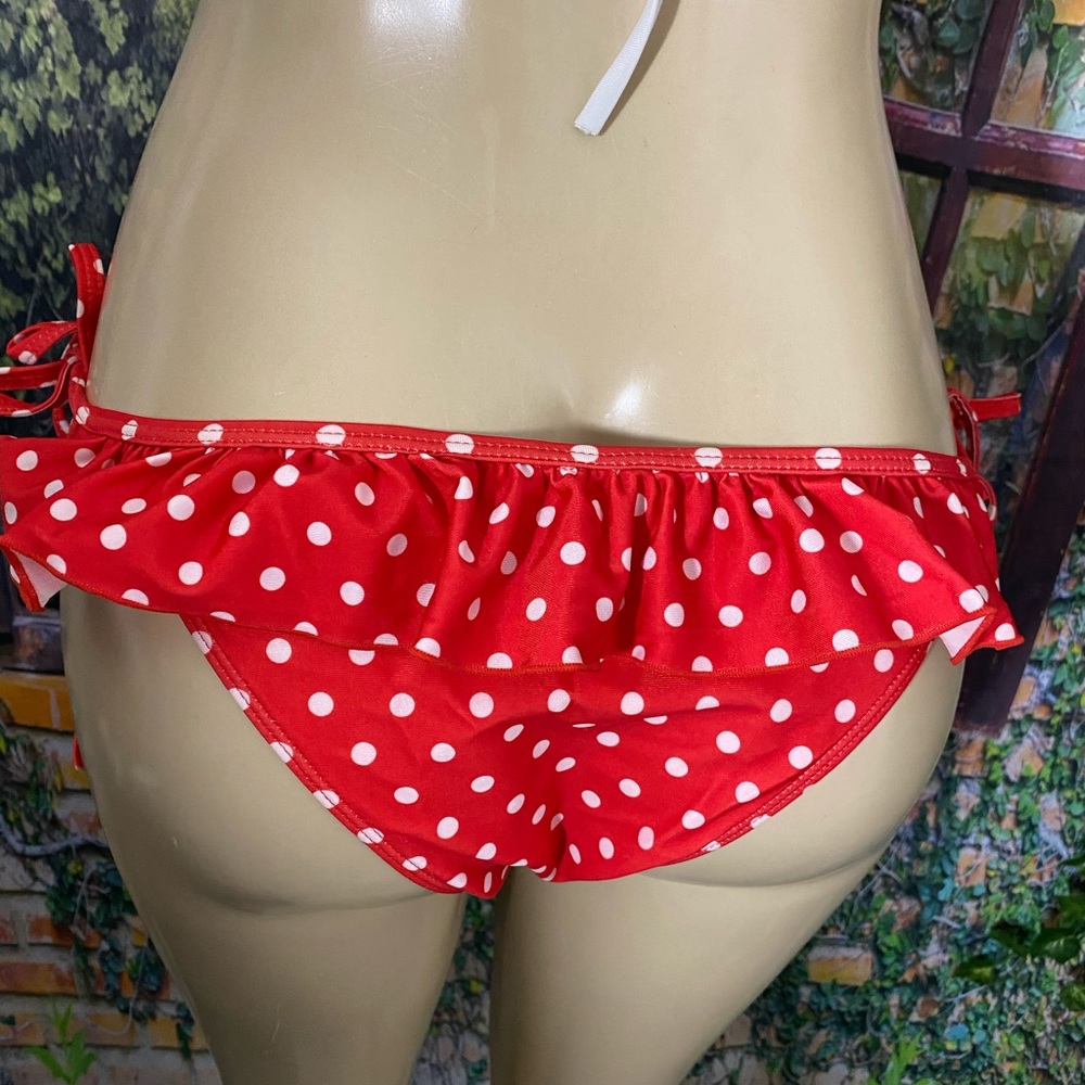 Zafil polka dot orange red/white bikini set Sz L - Picture 5 of 9